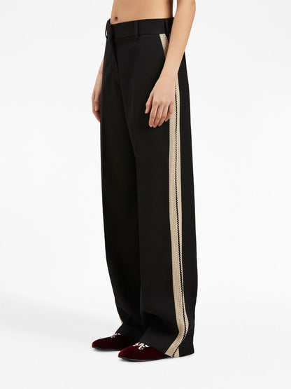 Palm Angels Knit Tape Straight Trousers Black