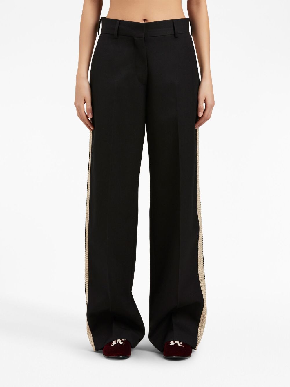 Palm Angels Knit Tape Straight Trousers Black