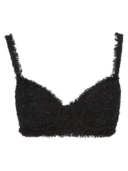 Balenciaga Tweed Bralette Top Black