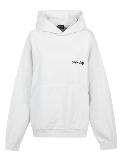Balenciaga BB Corp Cotton Hoodie With Logo White