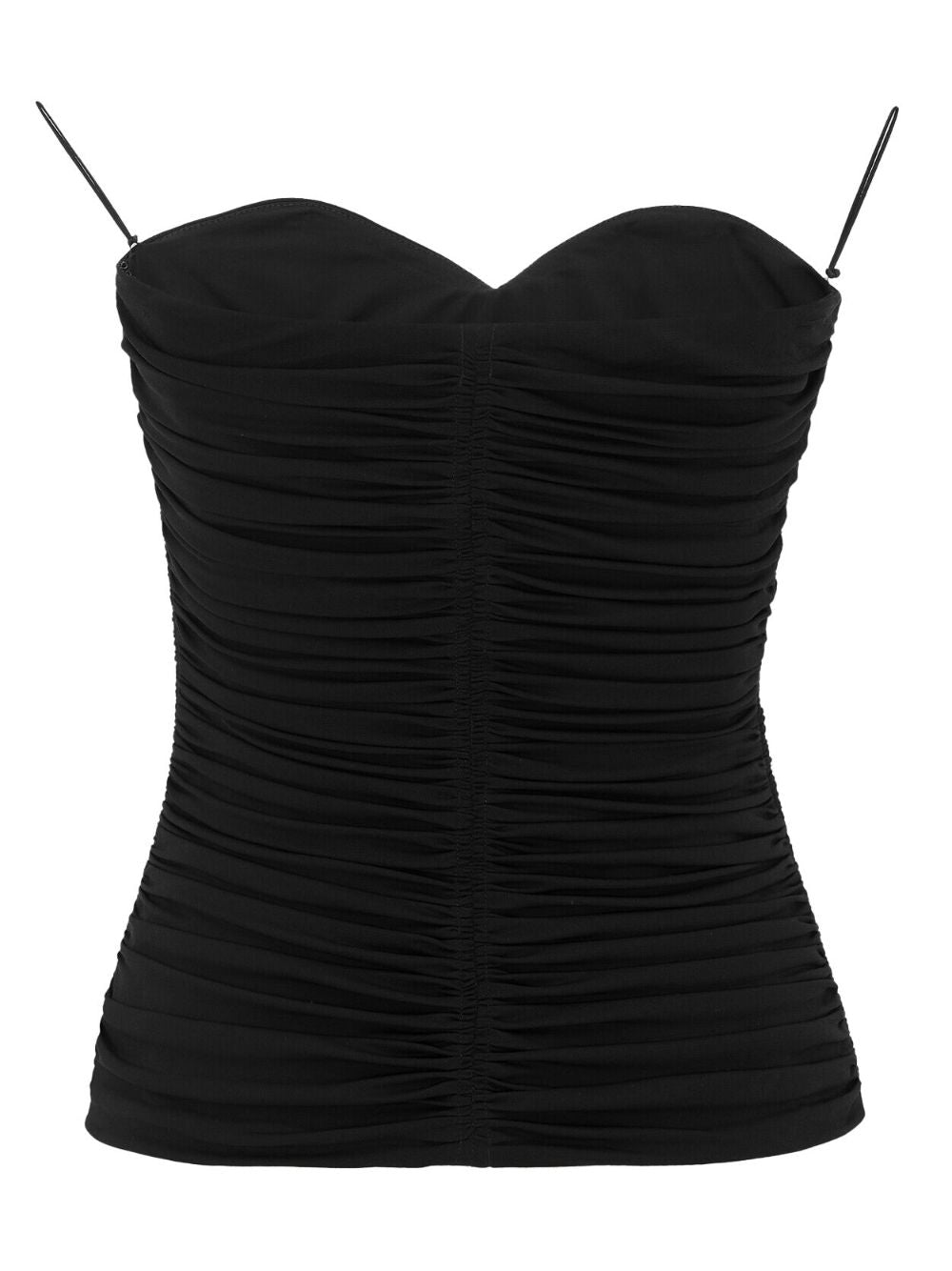Saint Laurent Ruched Strapless Sweetheart Top Black