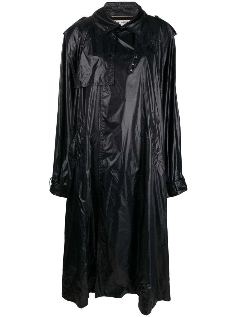 Saint Laurent shoulder-pad Oversized Trench Coat BLACK