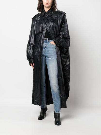 Saint Laurent shoulder-pad Oversized Trench Coat BLACK