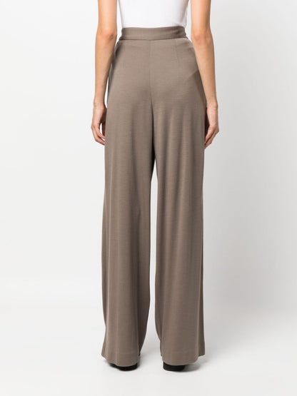 Fabiana Filippi Pleated Wide-Leg Wool Trousers Brown