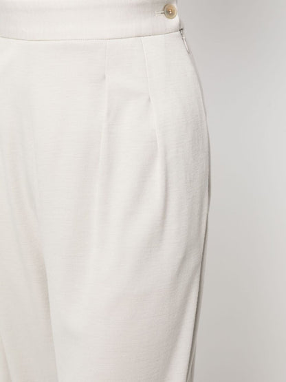 Fabiana Filippi High-Waisted Pleated Wool Wide-Leg Trousers White