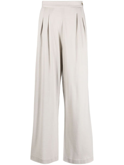 Fabiana Filippi High-Waisted Pleated Wool Wide-Leg Trousers White