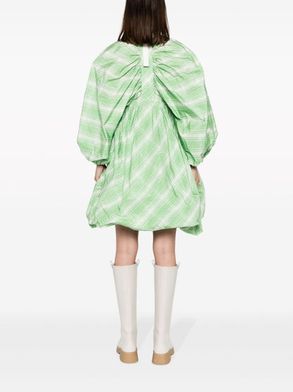 Jil Sander Fashion Plaid-Check Mini Dress Green