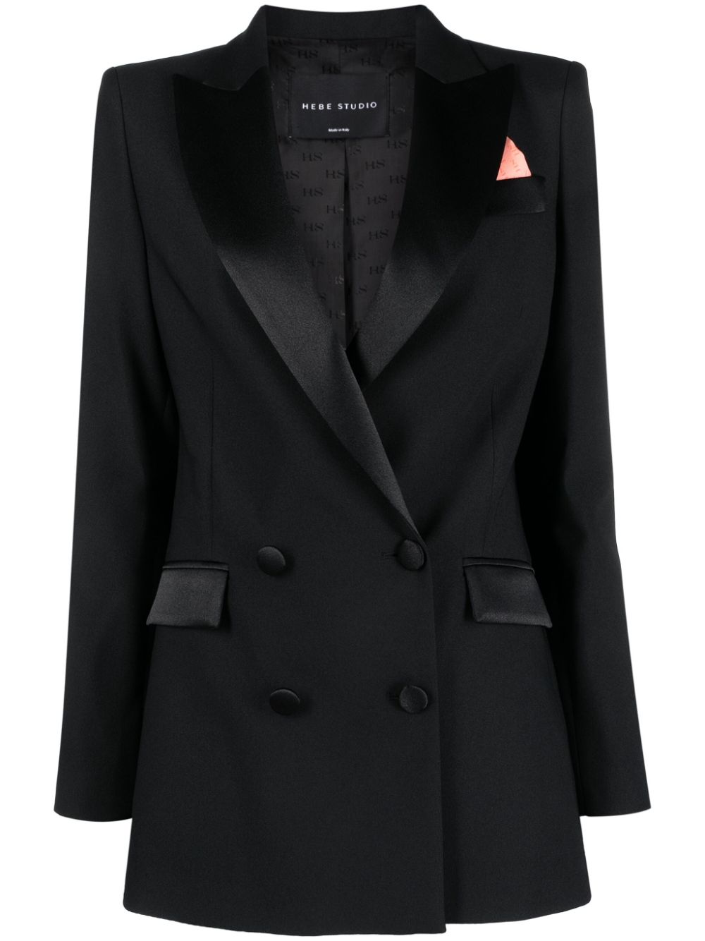 HEBE STUDIO double-breasted cady blazer Black