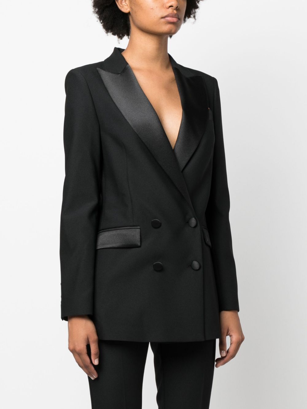 HEBE STUDIO double-breasted cady blazer Black