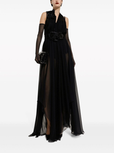 D&G Long silk chiffon dress with floral detailing