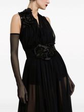 D&G Long silk chiffon dress with floral detailing