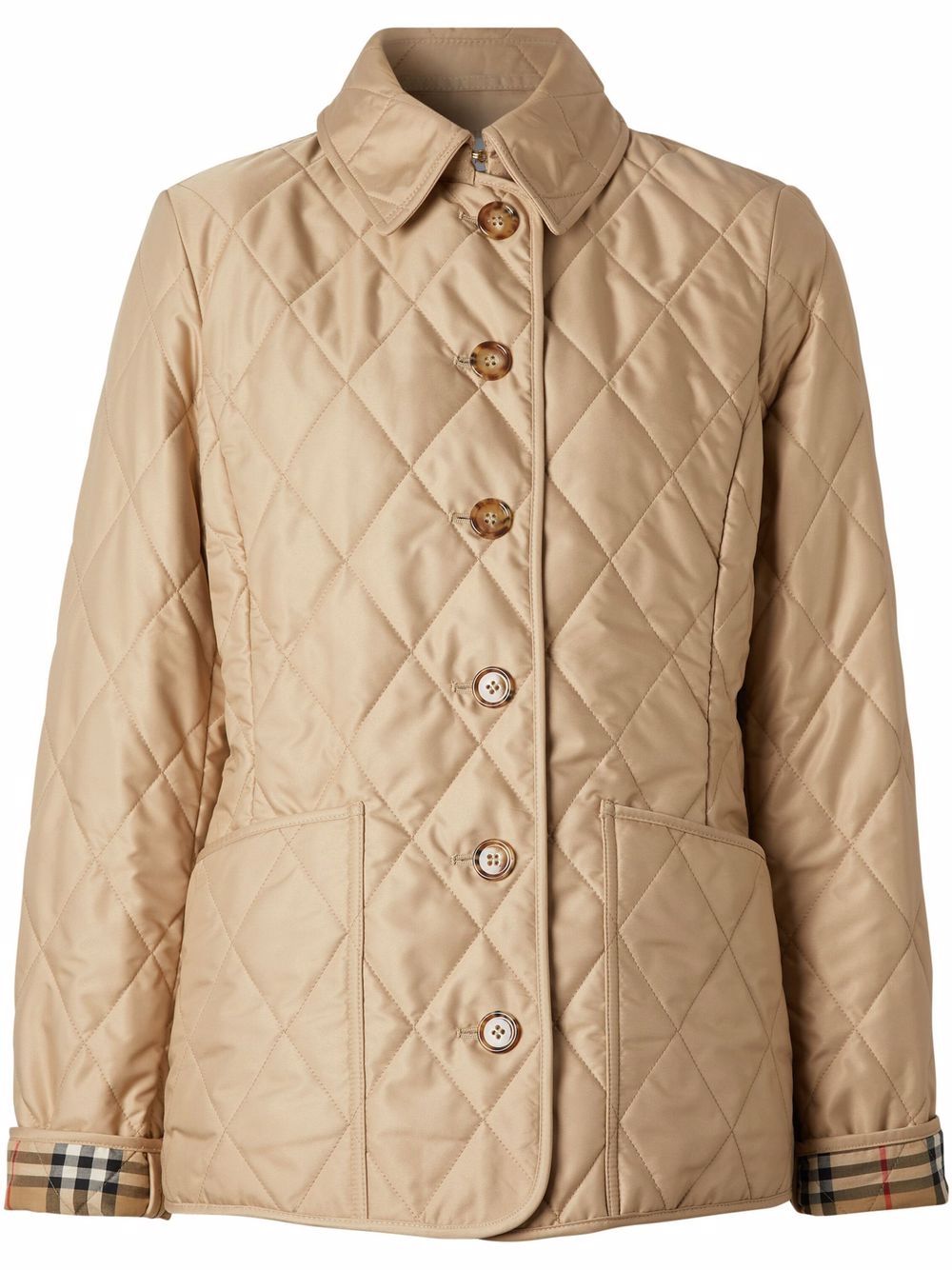 Burberry Diamond-Quilted Jacket in Beige