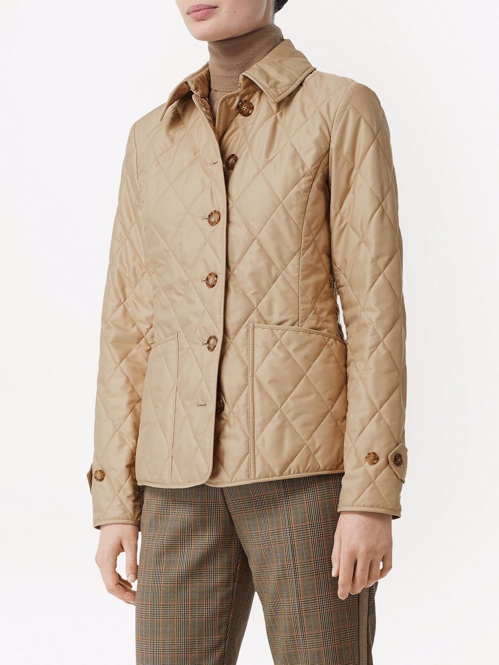 Burberry Diamond-Quilted Jacket in Beige