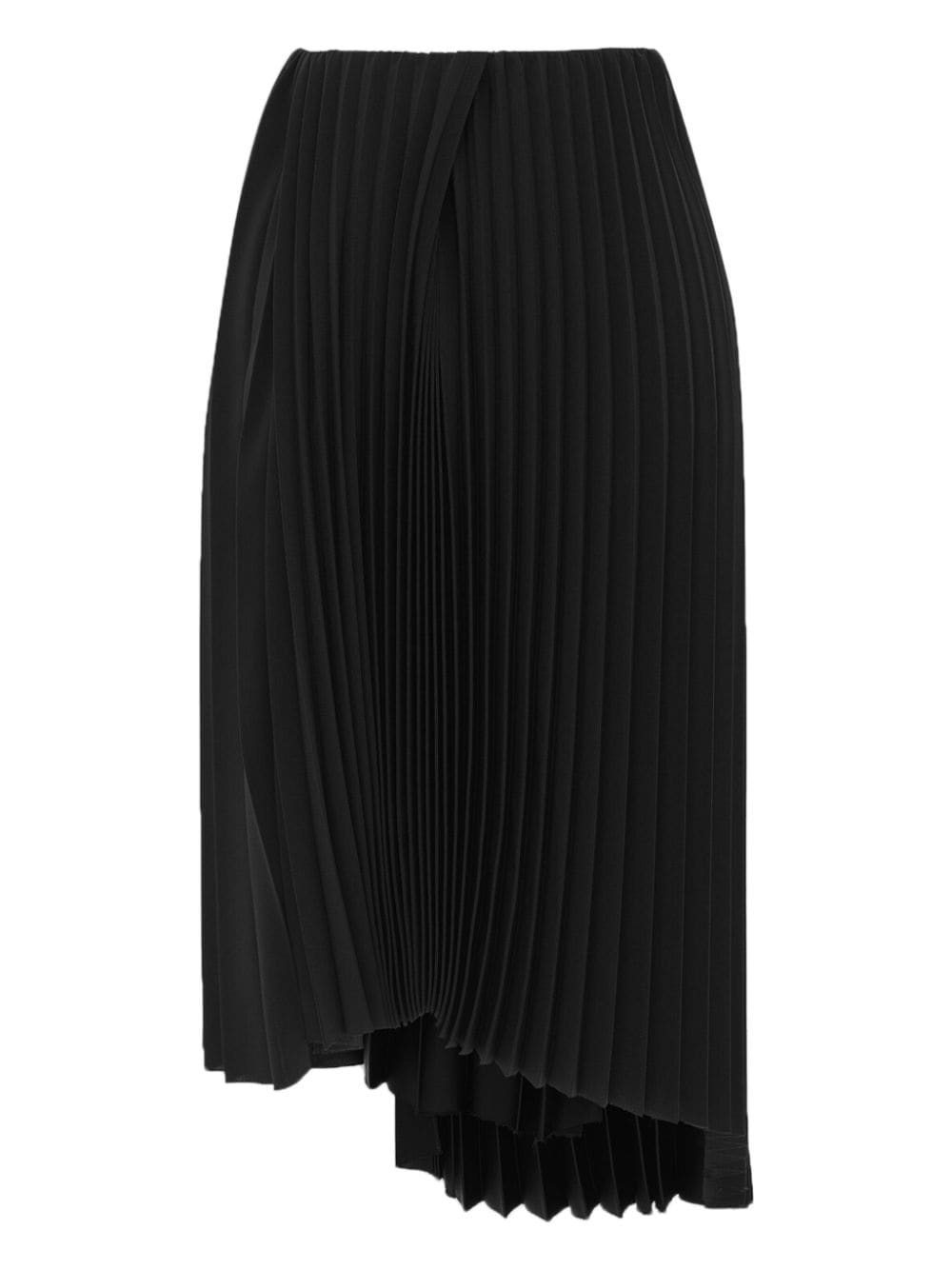 Saint Laurent Asymmetric Pleated Midi Skirt Black