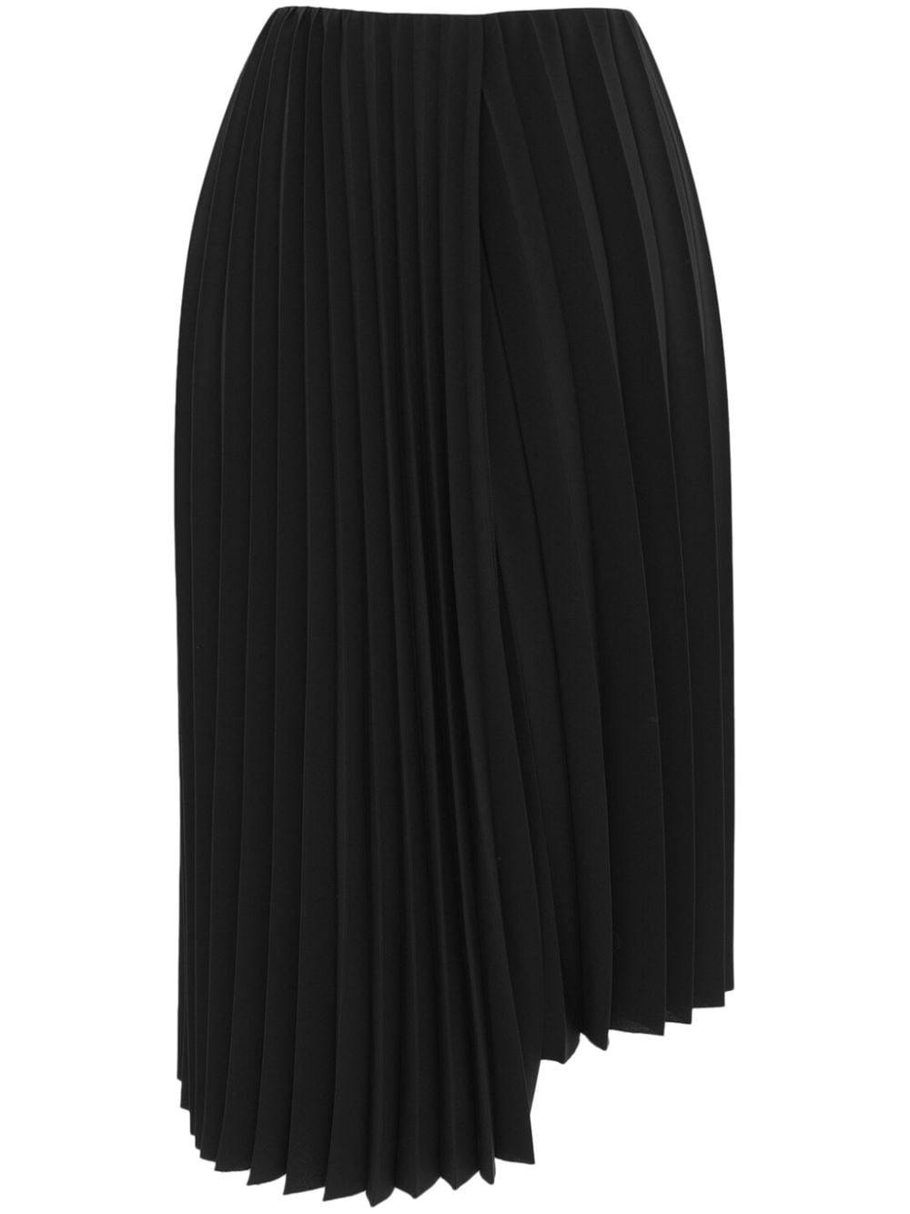Saint Laurent Asymmetric Pleated Midi Skirt Black