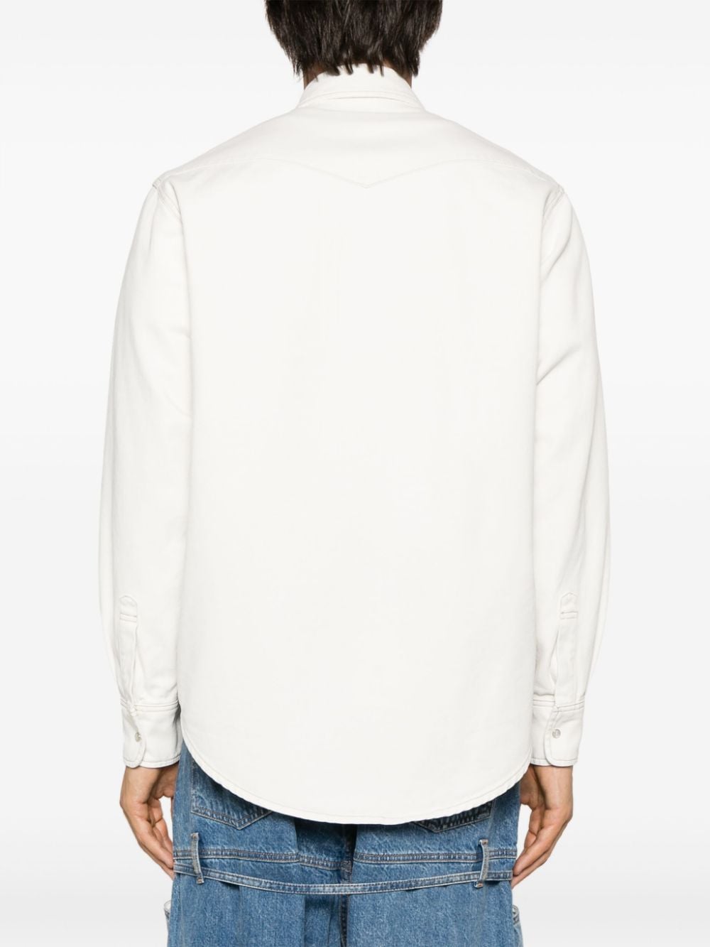 Bally Ivory Organic Cotton Denim Shirt with Contrast Stitching White