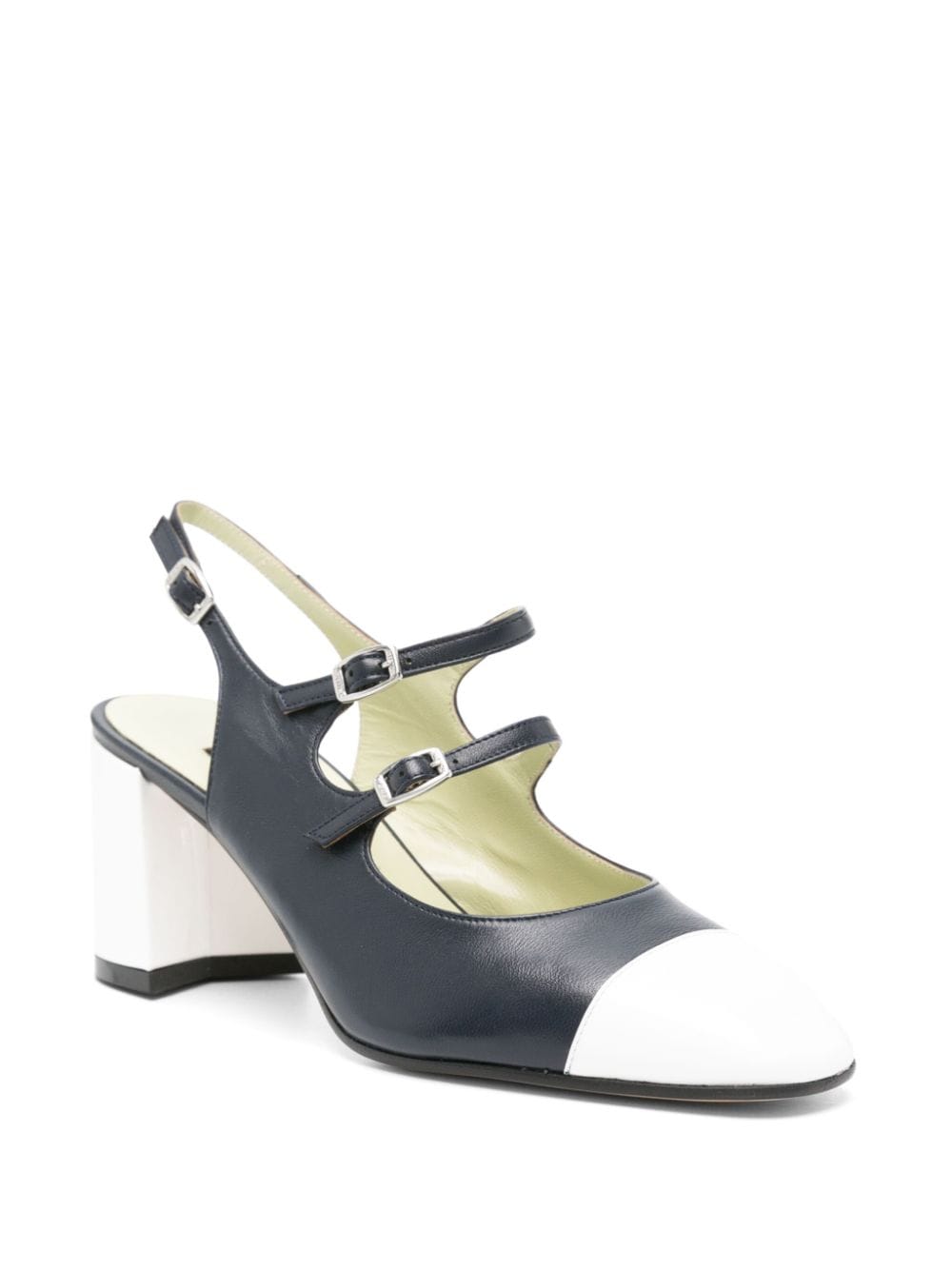 Carel Paris Block Heel Patent Leather Mary Jane Pumps Blue