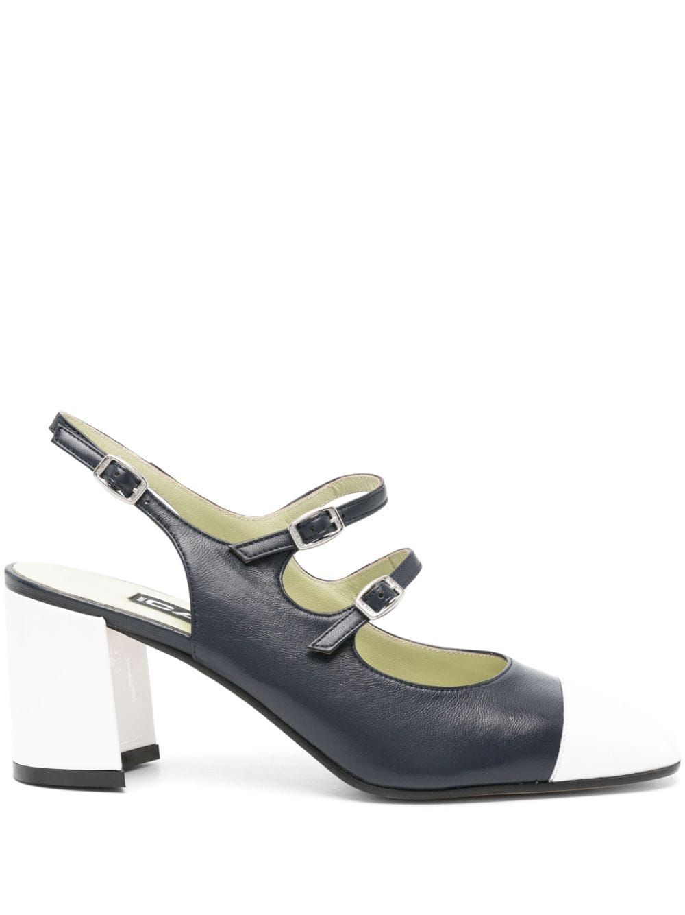 Carel Paris Block Heel Patent Leather Mary Jane Pumps Blue