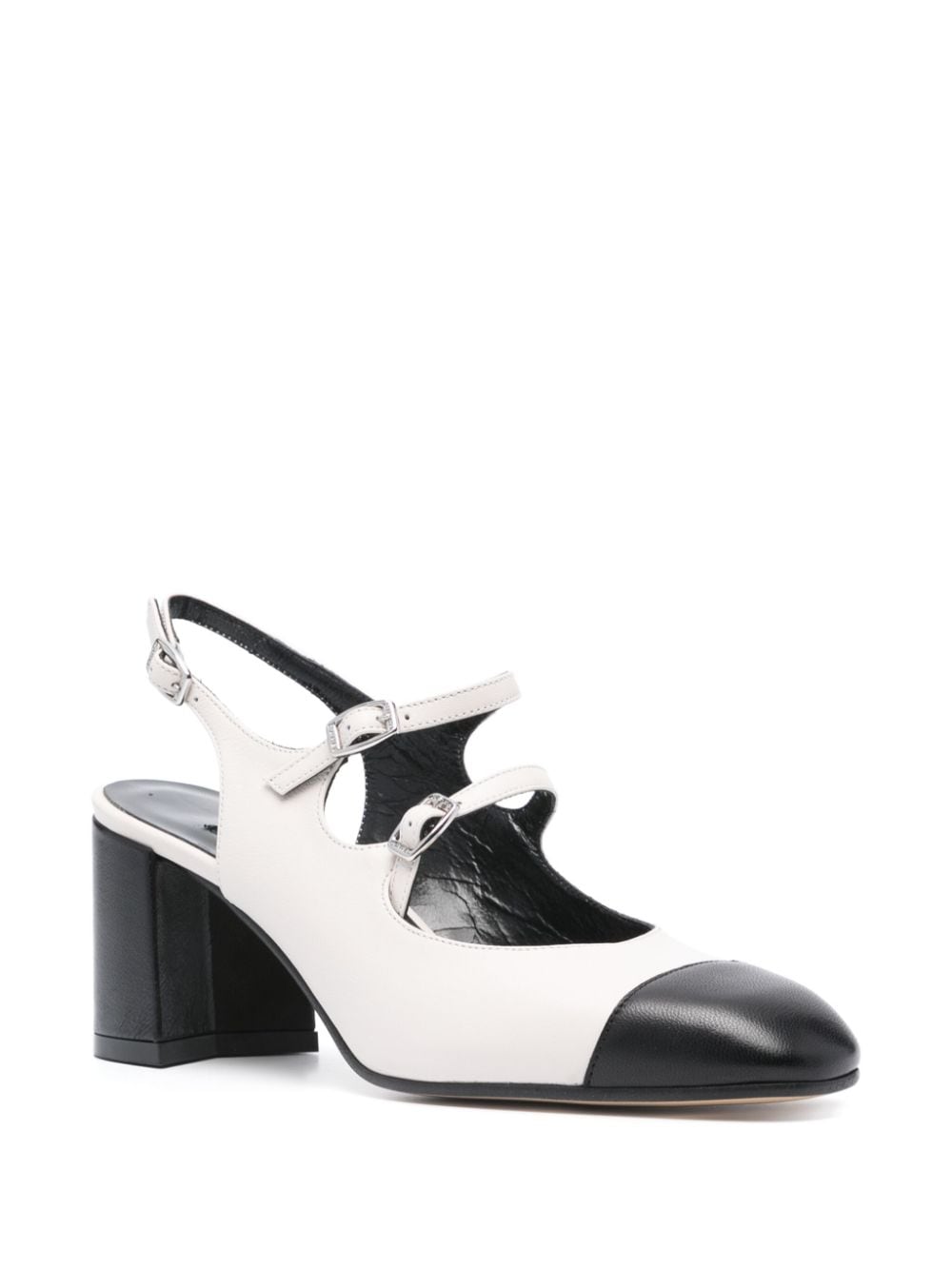 Carel Paris With Heel Two-Tone Leather Slingback Pumps Beige