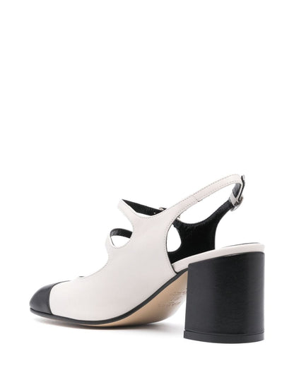 Carel Paris With Heel Two-Tone Leather Slingback Pumps Beige