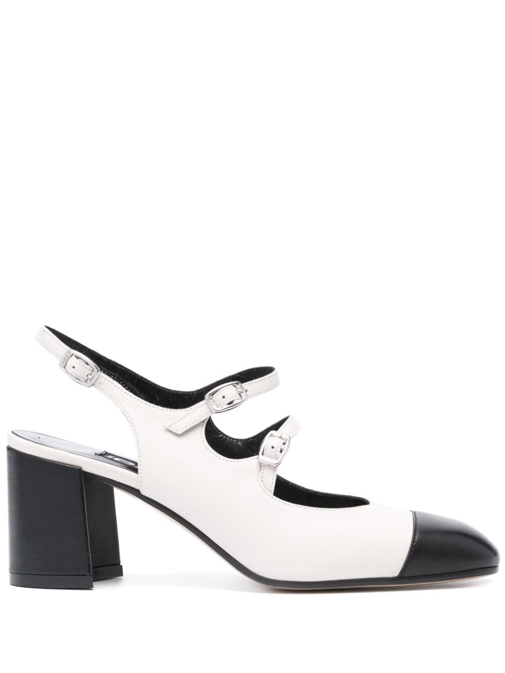 Carel Paris With Heel Two-Tone Leather Slingback Pumps Beige