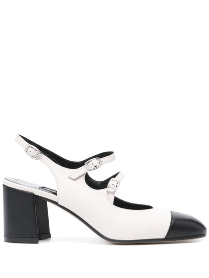 Carel Paris With Heel Two-Tone Leather Slingback Pumps Beige