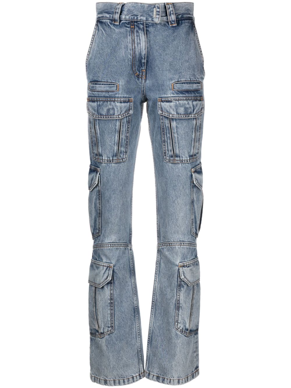 Givenchy Panelled Cotton Cargo Jeans Clear Blue