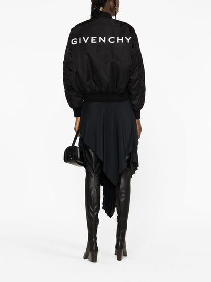Givenchy Logo Nylon Bomber Jacket Black