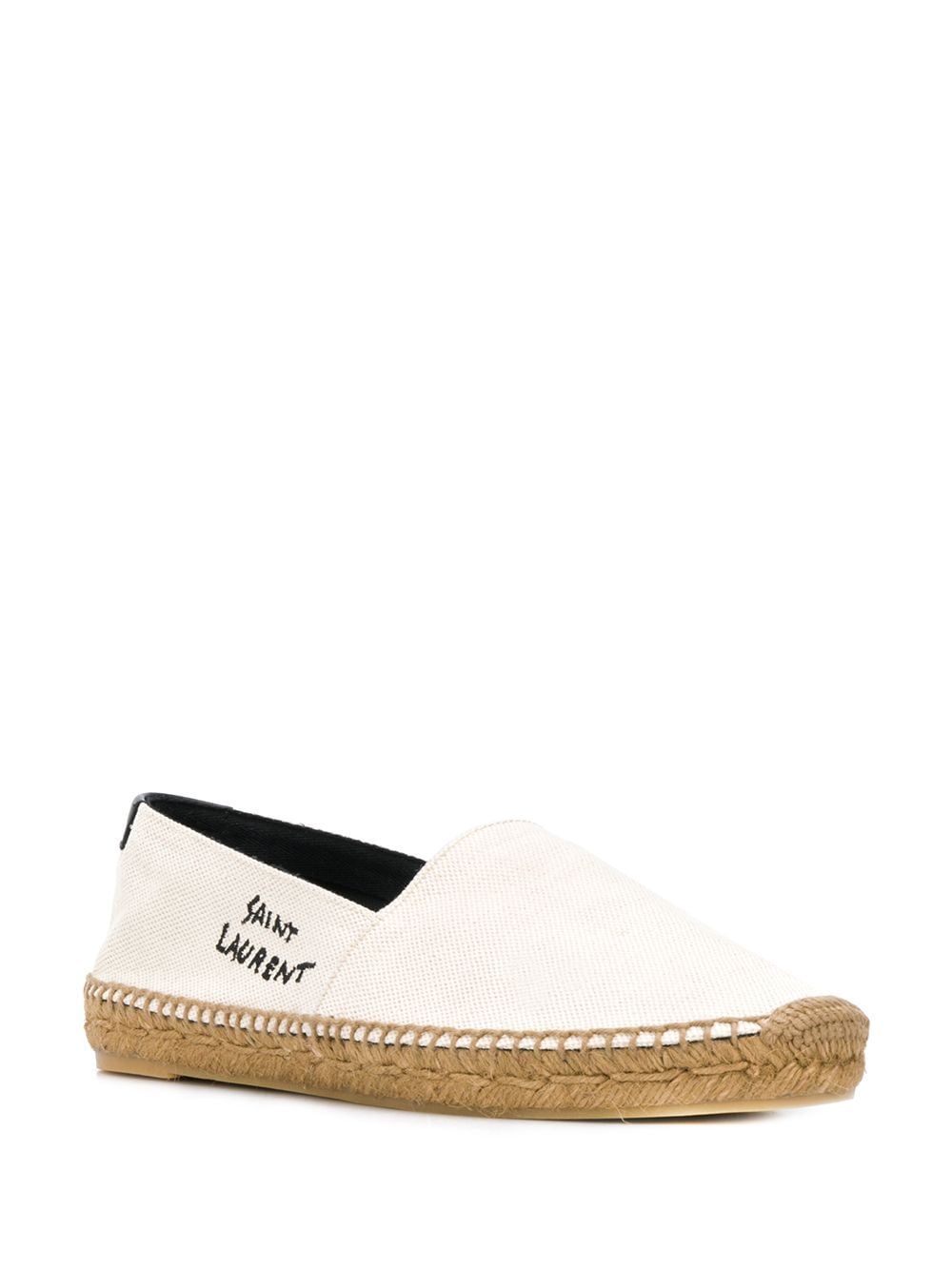 Saint Laurent Flat Canvas Espadrilles with Embroidered Logo Beige