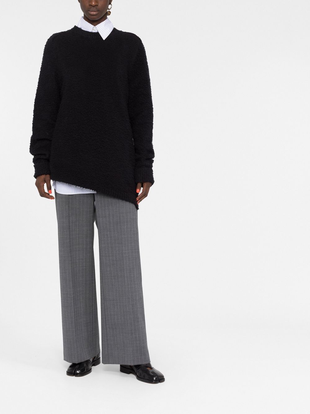 Maison Margiela Four-Stitch Brushed Cotton-Blend Sweater Black