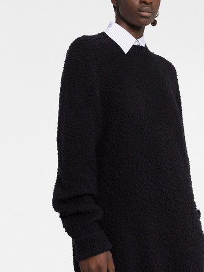 Maison Margiela Four-Stitch Brushed Cotton-Blend Sweater Black