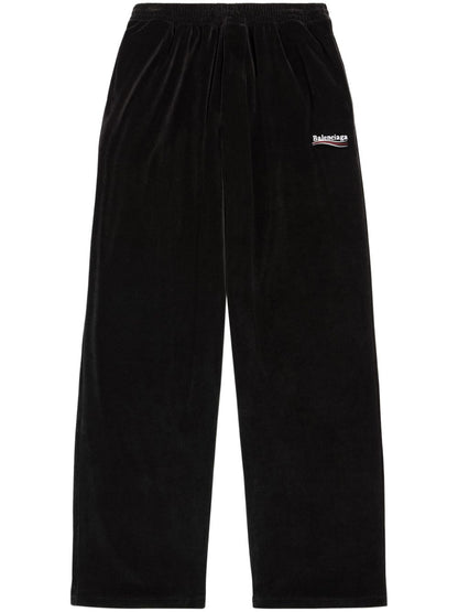 Balenciaga Logo-Embroidered Straight-Leg Track Pants Black