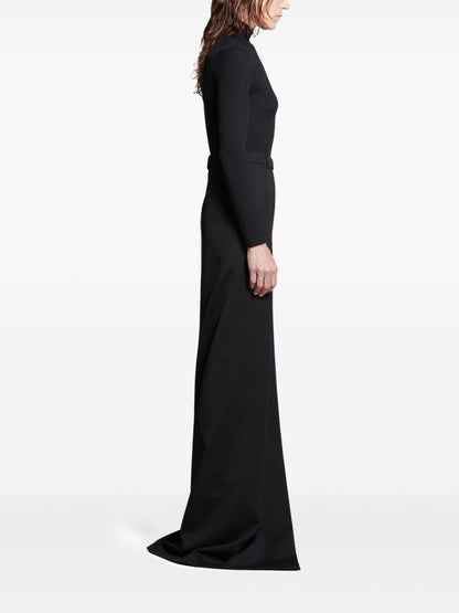 Balenciaga Slit Tailored Virgin Wool Maxi Skirt Black black