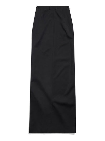 Balenciaga Slit Tailored Virgin Wool Maxi Skirt Black black