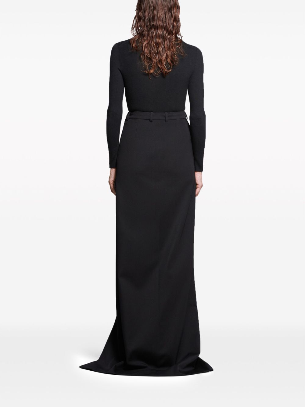 Balenciaga Slit Tailored Virgin Wool Maxi Skirt Black black