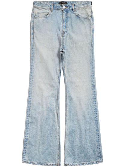 Balenciaga Flared High-Rise Cotton Jeans in Clear Blue