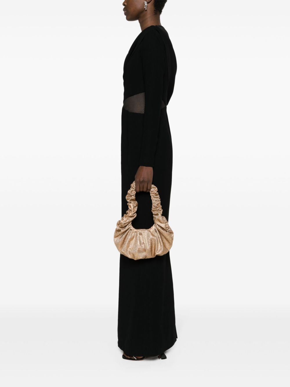 Giuseppe Di Morabito Mini Crystal-Embellished Ruched Shoulder Bag Golden