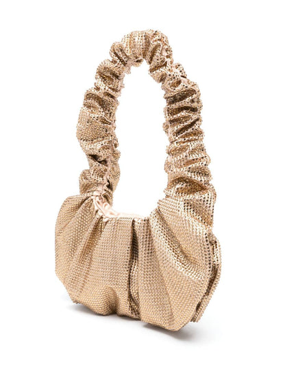 Giuseppe Di Morabito Mini Crystal-Embellished Ruched Shoulder Bag Golden