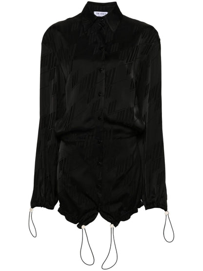 The Attico Jacquard Logo Mini Dress Black