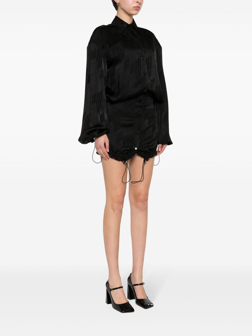 The Attico Jacquard Logo Mini Dress Black