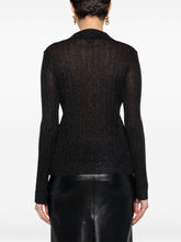 Tom Ford Metallic Ribbed Semi-Sheer Lurex Polo Shirt Black