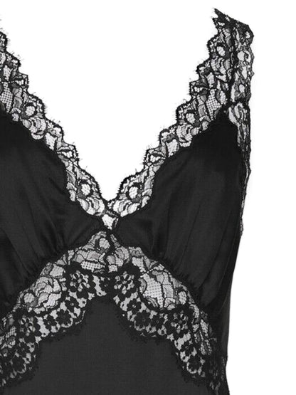 Saint Laurent Tubino Satin Short Dress Black