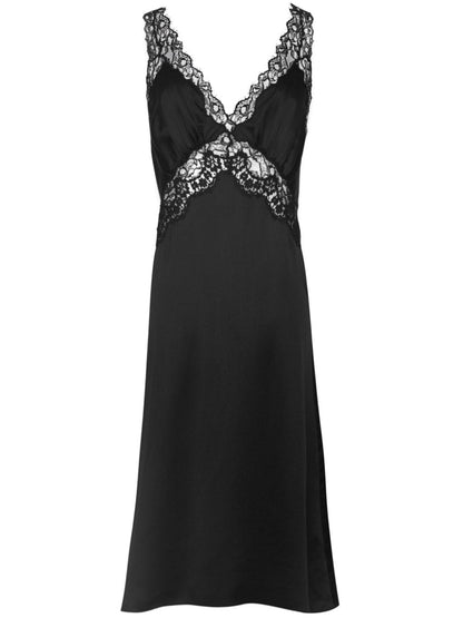 Saint Laurent Tubino Satin Short Dress Black