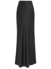 Saint Laurent High-Waisted Silk Crepe Bias-Cut Long Skirt Black