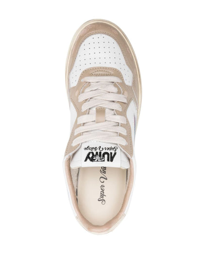 Autry Medalist Super Vintage Distressed Leather Sneakers Pink