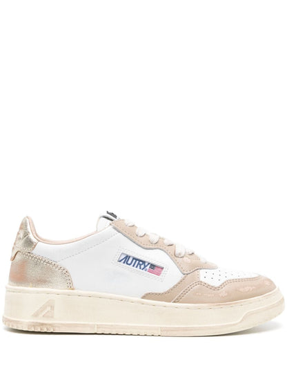 Autry Medalist Super Vintage Distressed Leather Sneakers Pink