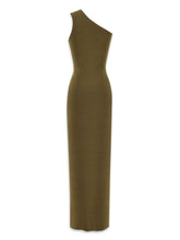 Saint Laurent One shoulder silk dress GREEN