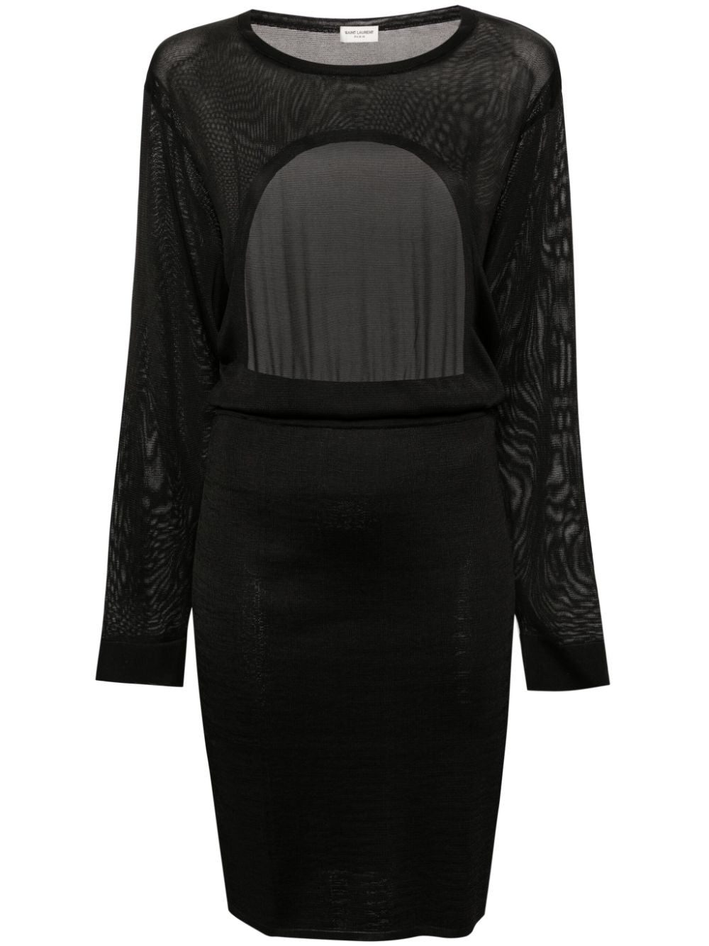 Saint Laurent Open-Back Knitted Semi-Sheer Midi Dress Black