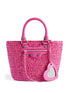 Balenciaga Small Le Cagole Panier Raffia Shoulder Bag Pink