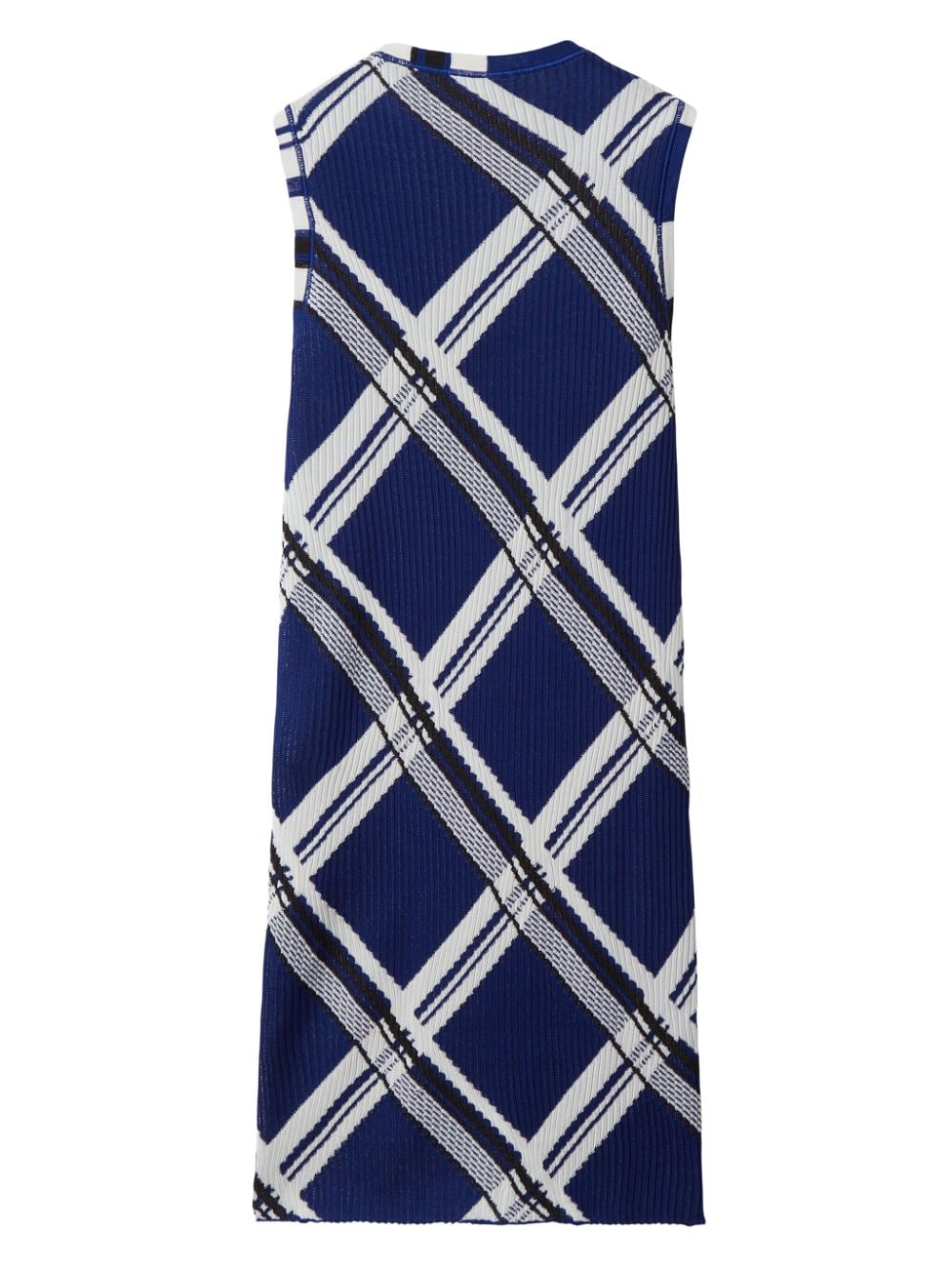 Burberry Check-Print Silk Sleeveless Dress Blue